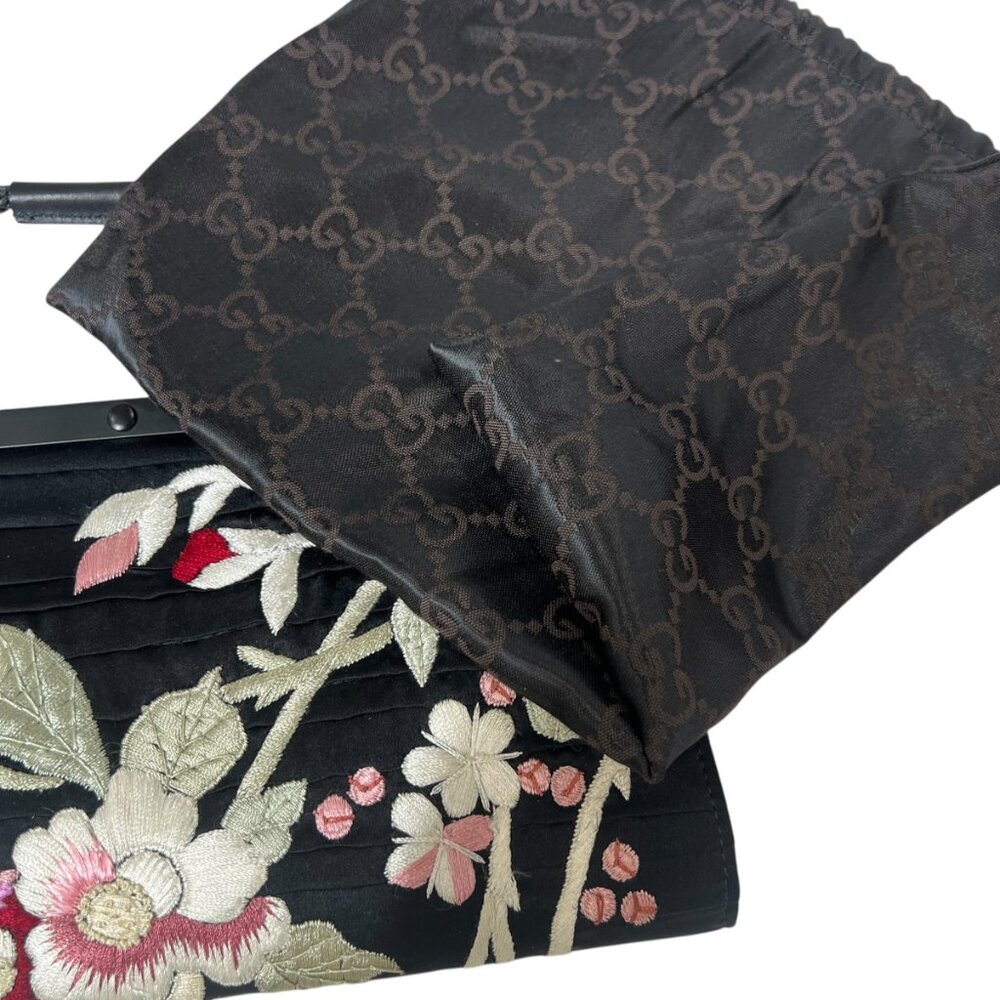Gucci VINTAGE '03 Black Satin Pleated Multi Embroidered Tassel Mini Shoulder Bag - Picture 12 of 12
